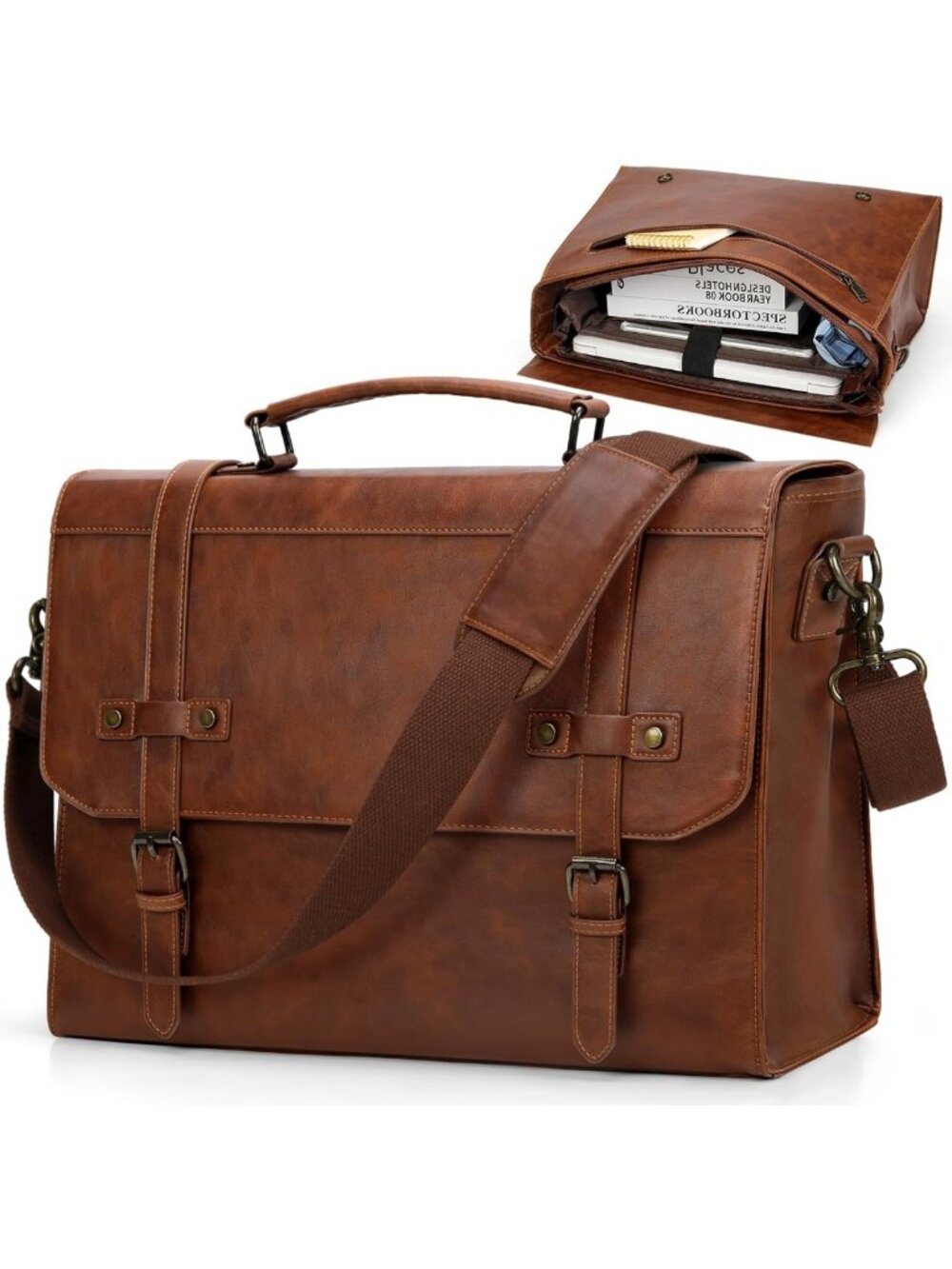 Vintage Leather Waterproof Messenger Bag for 17" Laptop - Stylish & Durable